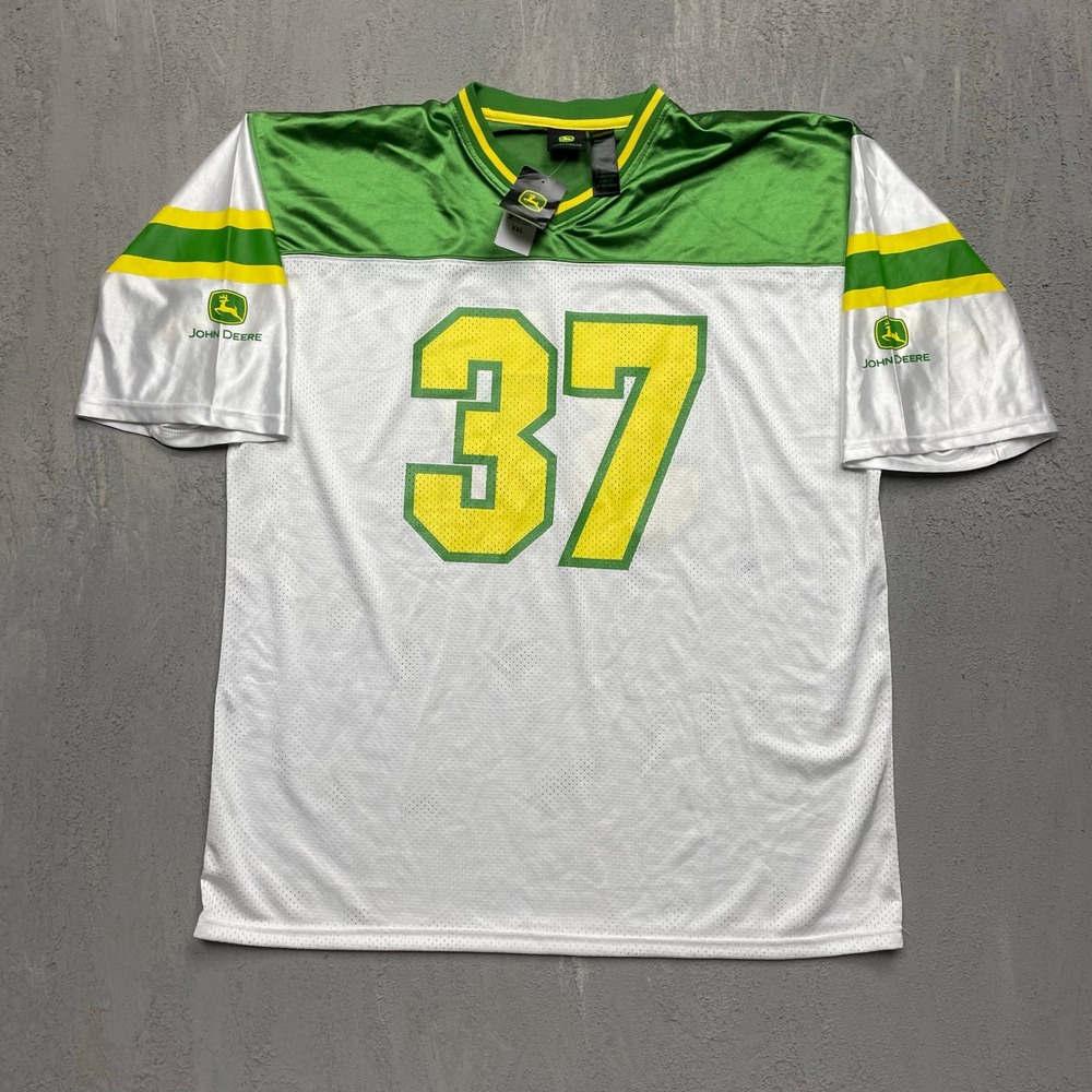 John Deere Mesh Football Jersey Mens XXL White Green